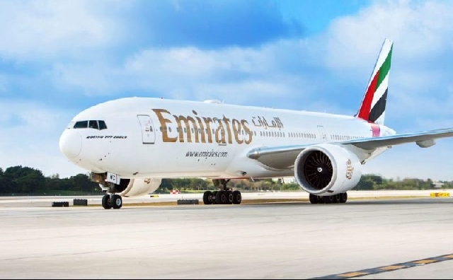 A general view of an Emirates Airlines' Boeing 777-300ER aircraft