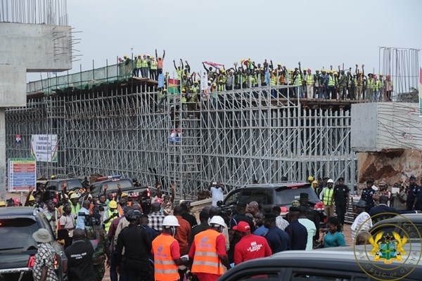 Ghanaians working with the Chinese Company in charge of the Pokuase Interchange construction project staged a demonstration